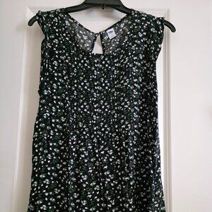 OLD NAVY SLEEVELESS BLOUSE FLORAL WHIMSICAL PRINT
